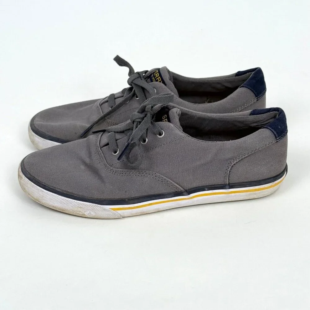 Sperry Striper II Men's Gray Canvas Casual Boat Shoes Sneakers Size 7